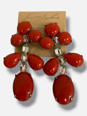 Kenneth Jay Lane Women's Orange Resin Crystal Drop Earrings